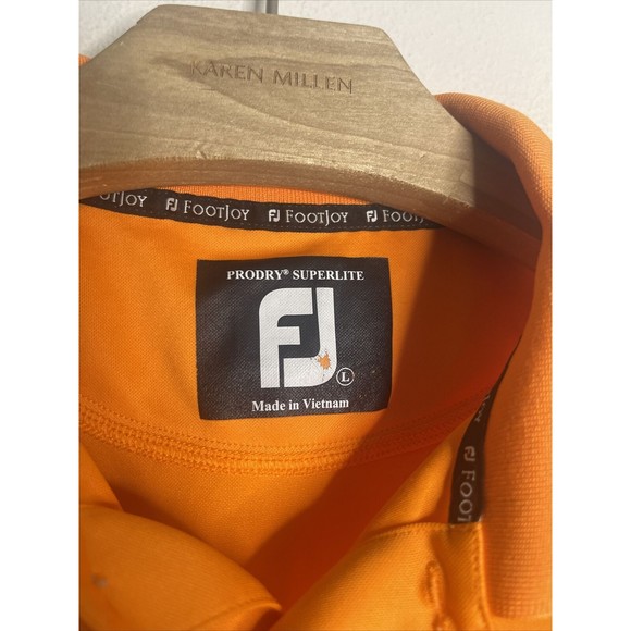 Footjoy FJ Mens Polo Sz L Orange Old Memorial Golf Course Logo ProDry - Picture 5 of 8